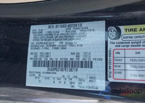 2007 Ford Fusion Sel from USA, damaged, VIN 3FAHP02187R158719
